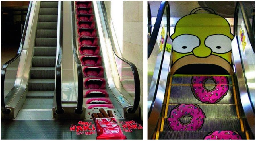 marketing guerrilla escaleras mecanicas